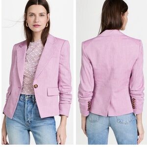 Veronica Beard Pink Tailored Linen-Blend Blazer 12